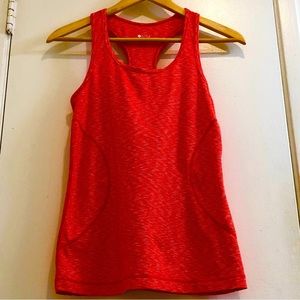 Zella Micro-Striped Workout RacerBack Soft/Stretchy Rib Stitch Orange Size Small